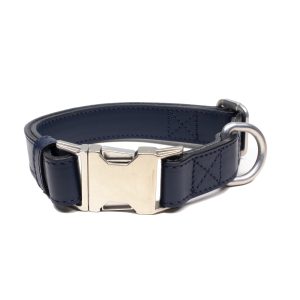 Marineblaues Leder-Hundehalsband