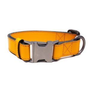 Oranges Leder-Hundehalsband